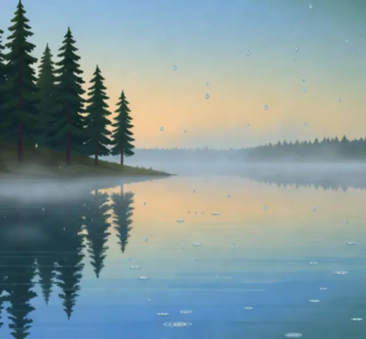 Dynamic pixel art weather scene with changing light and clouds